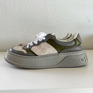 Gucci Dali GG Monogram Platform Sneakers Gray Canvas Low Top EU 37
